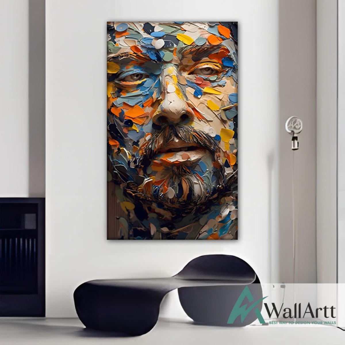 Abstract Man Face 3d Heavy Textured Partial Oil Painting